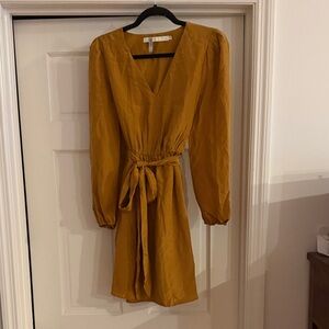 Marie Oliver V-Neck Long-Sleeve Tie-Waist Dress